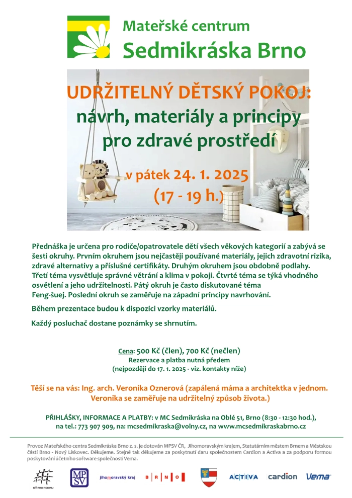 pozvánka na přednášku udržitelný dětský pokoj